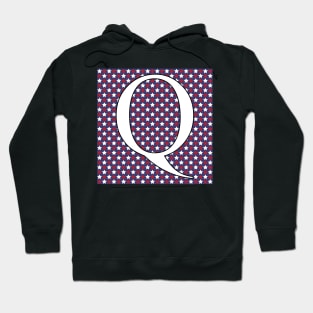 Old Glory Letter Q White on Small Star Fill Hoodie